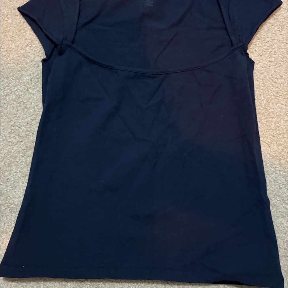 Brandy Melville Black Fitted Cap Sleeve Polo Tee